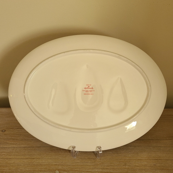 ☃️ Hallmark Ceramic Snowmen Snowflakes Oval Christmas Serving Platter - Picture 3 of 6